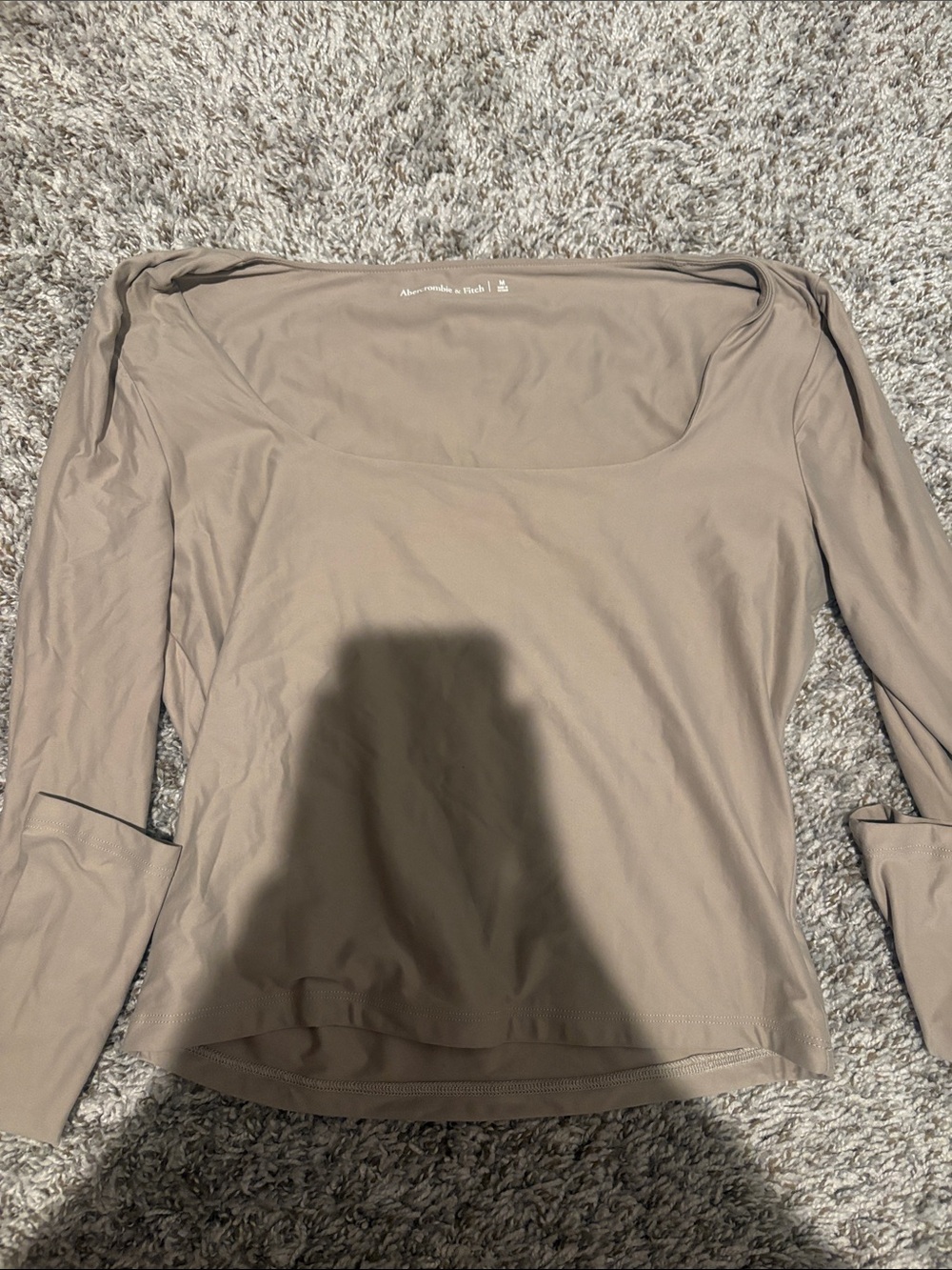 Abercrombie & Fitch Women's Taupe Scoop Neck Long Sleeve Top